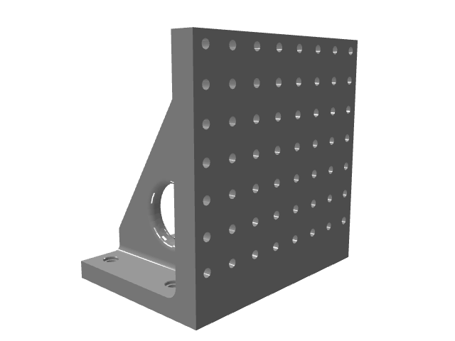 3D model of a dark gray triangular tombstone with a mounting hole grid.