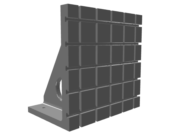 3D model of a large rectangular triangular tombstone with a T-slot grid.