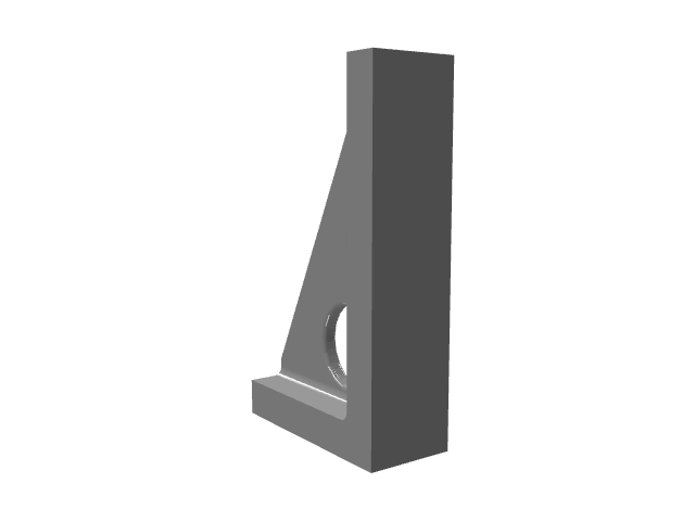 3D model of a tall, dark gray triangular mounting bracket.