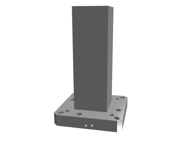 3D model of a dark gray square pillar on a base.