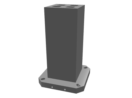 3D model of a wide dark gray block column featuring four hollow rectangular top slots.