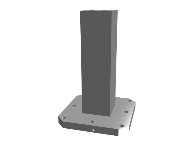 3D model of a very narrow, tall dark gray column on a base plate.
