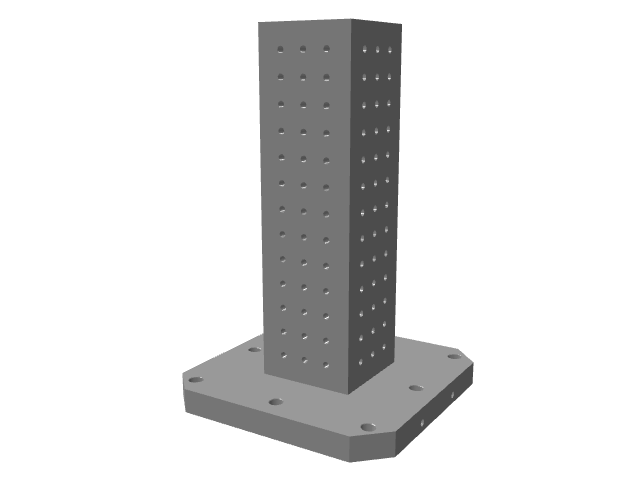 3D model of a slender, tall dark gray square column with sparse grid dots on its face.