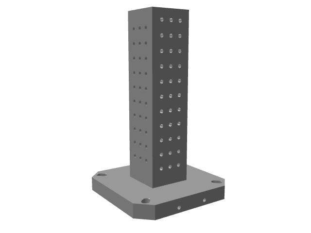 3D model of a very narrow, tall dark gray column with a few rows of white dots.