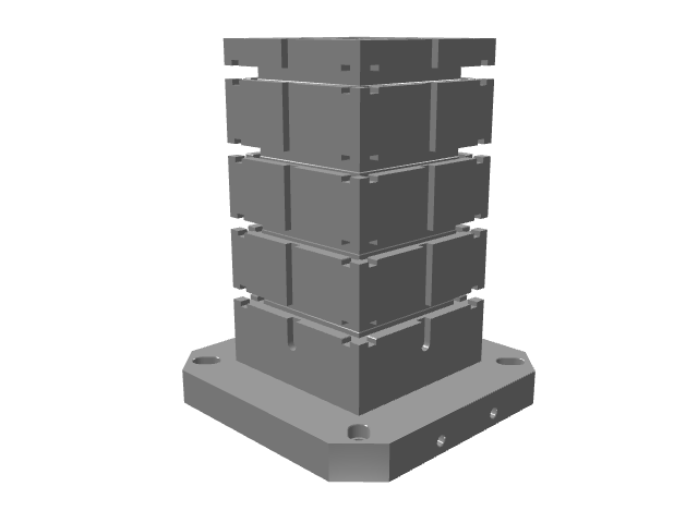 3D model of a dark gray grid column with distinct vertical and horizontal groove lines.