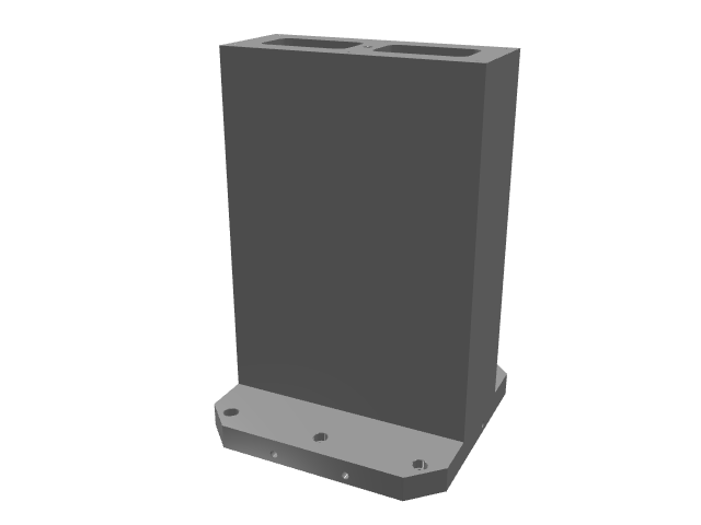 3D model of a sleek, vertical dark gray block on a rectangular base.