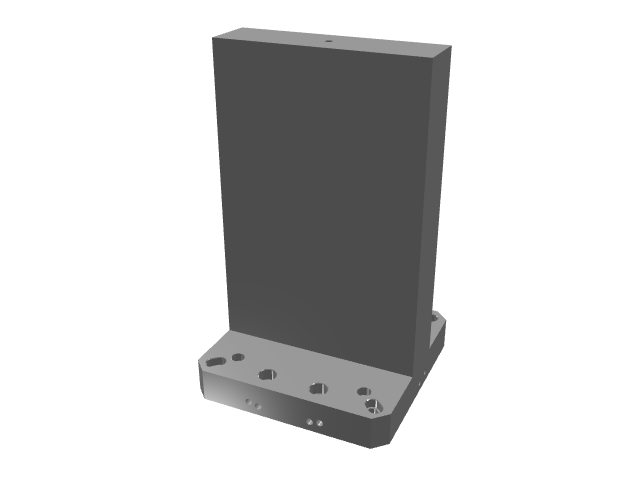 3D model of a tall, flat dark gray rectangular block mounted on a small base.