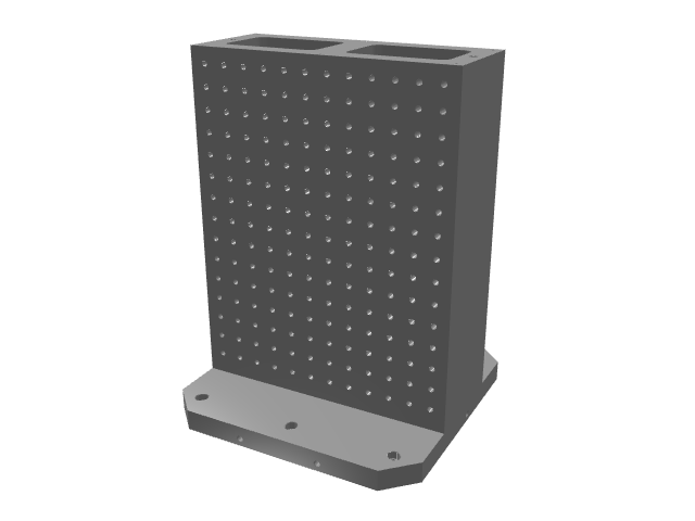 3D model of a dark gray block with a dense grid of white dots on its front face.