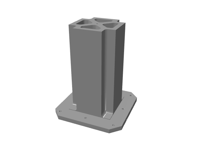 3D model of a tall, smooth pillar with an open top profile.