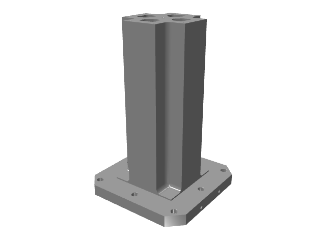 3D model of a tall, smooth pillar with a flanged square base.