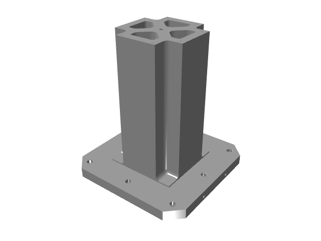 3D model of a smooth pillar with a vertical open slot and a wide hollow center.