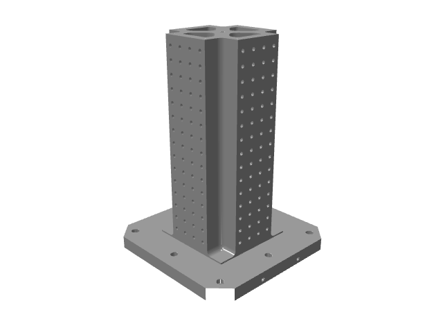 3D model of a pillar with a single vertical row of holes on its faces.