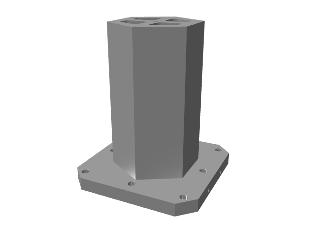 3D CAD model rendering of a thick, smooth octagonal vertical tooling column.