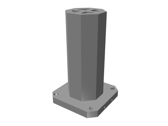 3D CAD model rendering of a tall, smooth octagonal vertical tooling column.