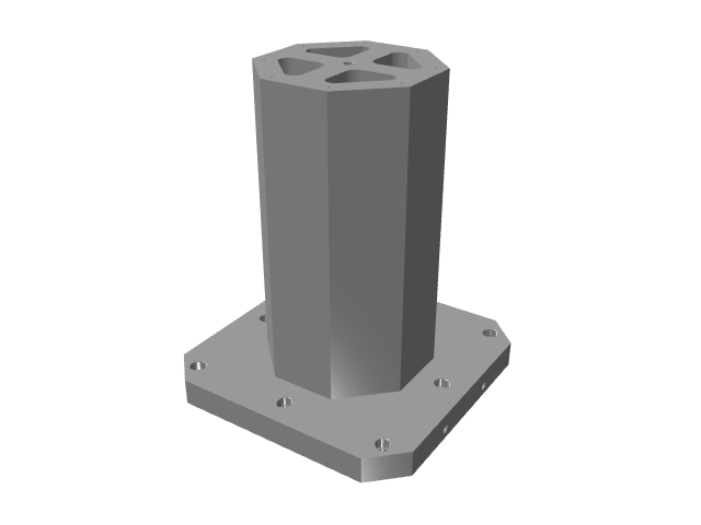 3D CAD model rendering of a smooth octagonal vertical tombstone fixture.