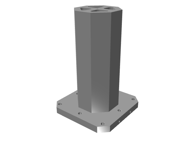 3D CAD model rendering of an octagonal vertical machining tombstone column.