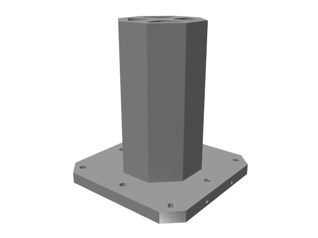 3D CAD model rendering of a smooth octagonal vertical tooling column.