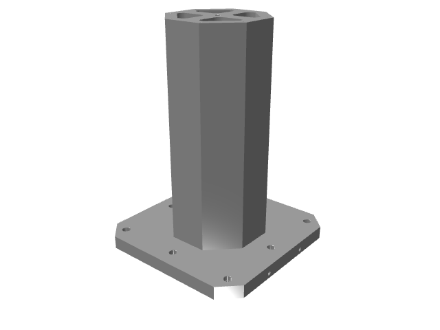 3D CAD model rendering of a tall, smooth octagonal vertical tombstone fixture.