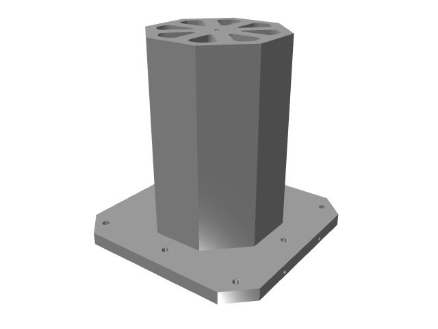 3D CAD model rendering of a short, smooth octagonal vertical tombstone column.