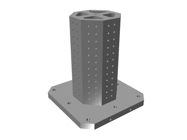 3D CAD model rendering of a short, thick octagonal vertical tombstone fixture.