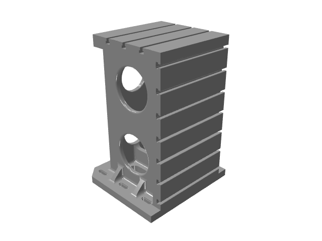 3D CAD model rendering of a double-sided vertical machining tombstone column.