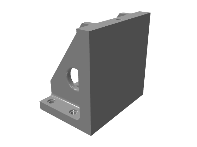 3D CAD model rendering of a sturdy triangular cast iron mounting plate.