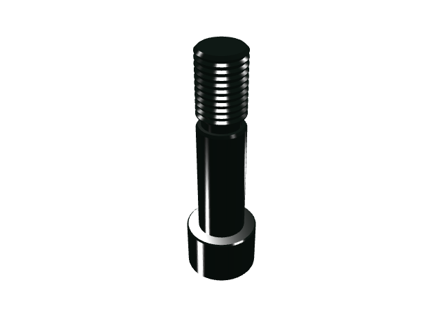 3D render of a knurled head shoulder screw under high-contrast lighting.