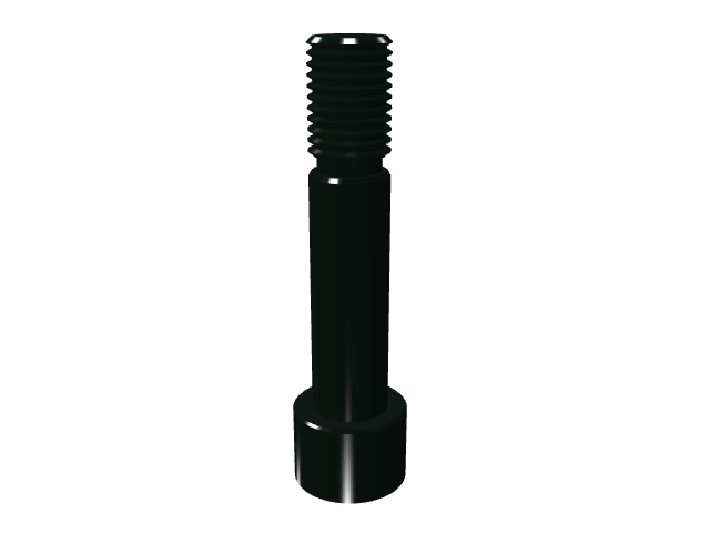 3D render of a long, slim black socket head shoulder bolt.