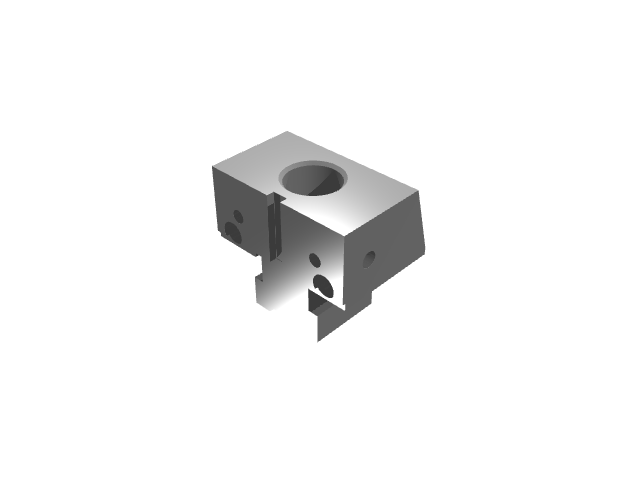 3D render variant of the single-bore clamp with high-contrast lighting.