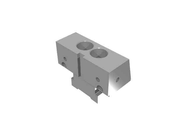 3D render of a twin-bore modular clamp block.
