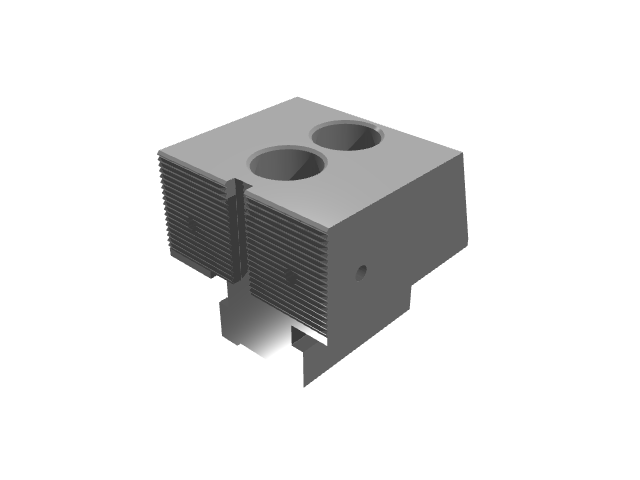 3D render of a smooth twin-bore modular clamp block.