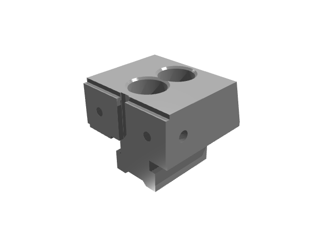 3D render variant of the smooth twin-bore clamp component.