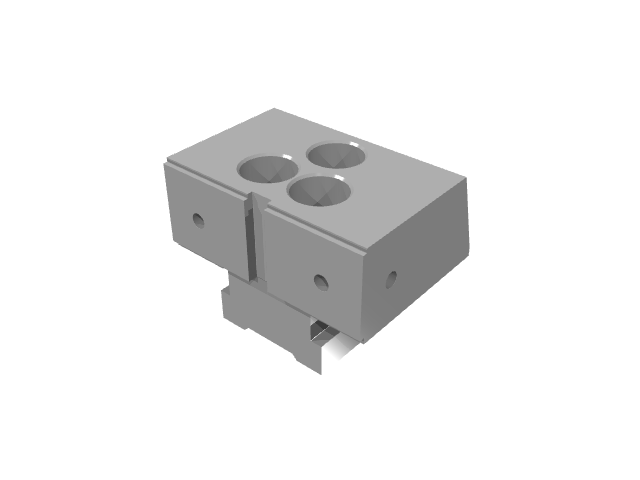 3D render variant of the twin-bore unit showing side bores.