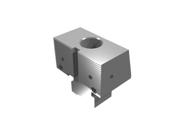 3D render of a single-bore modular clamp unit.