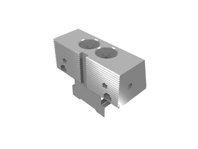 3D render of a twin-bore modular clamping block.