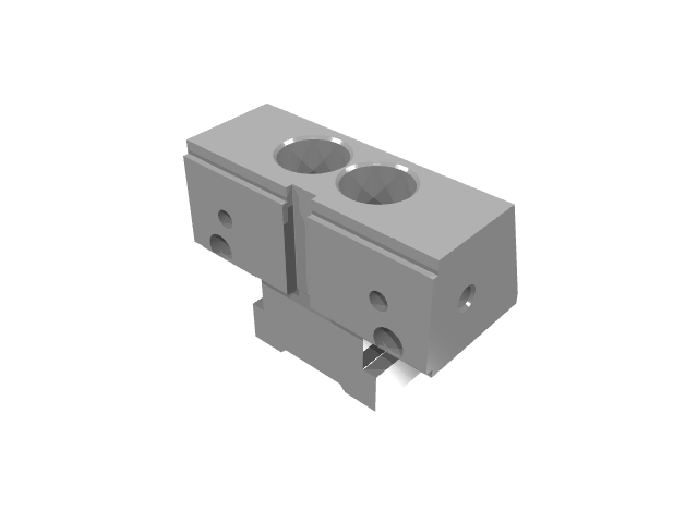 3D render of a twin-bore modular clamping block.