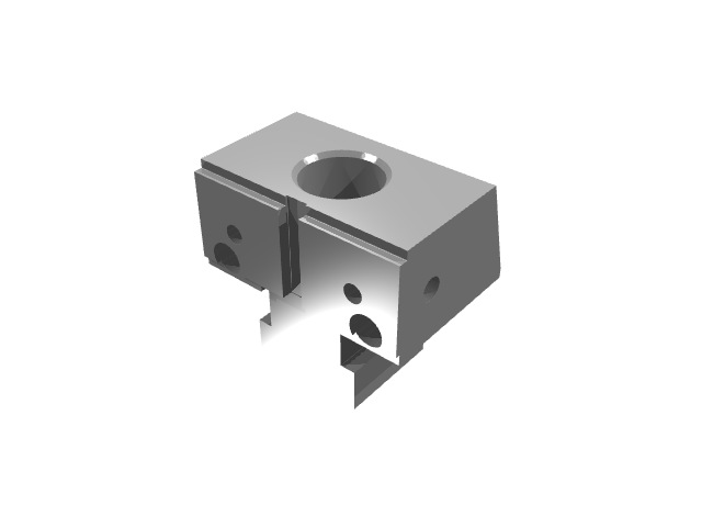 3D render variant of the single-bore block with lower shadows.