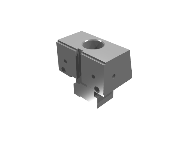 3D render of a single-bore modular clamping block.