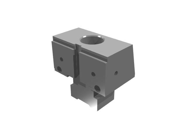 3D render of a single-bore modular clamping block.
