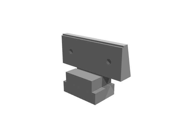 3D render variant of the grooved jaw assembly from a lower angle.
