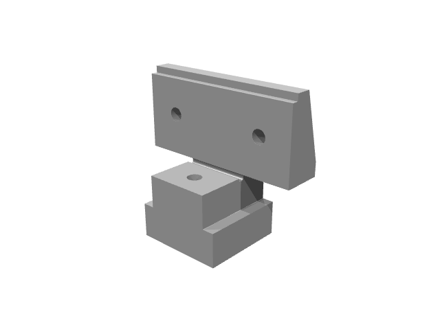 3D render of a smooth clamping jaw on a stepped base.