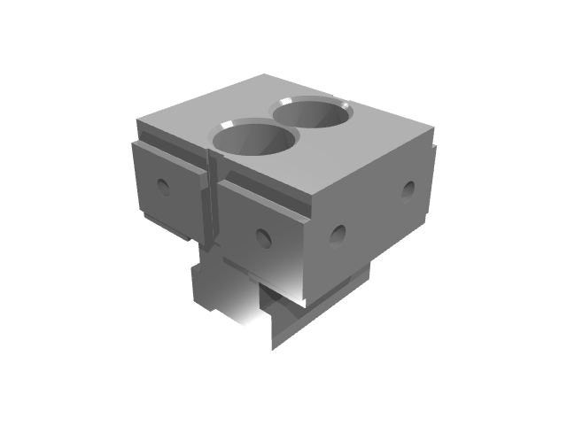 3D render of a twin-bore modular clamping fixture unit.