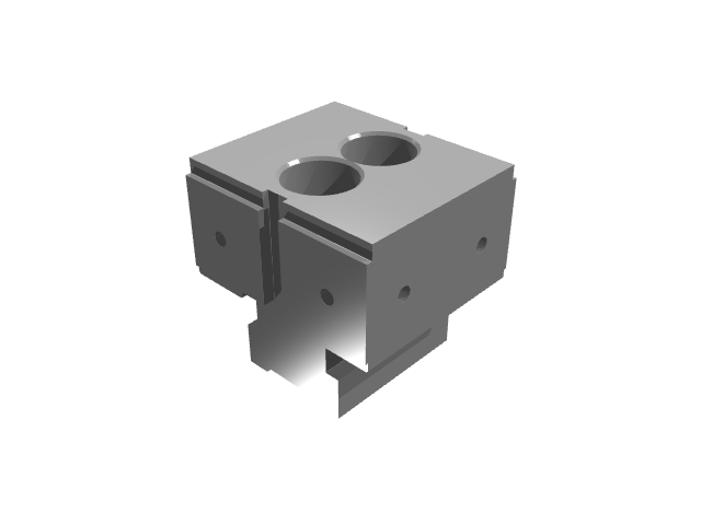 3D render variant of the twin-bore block with lower shadowing.