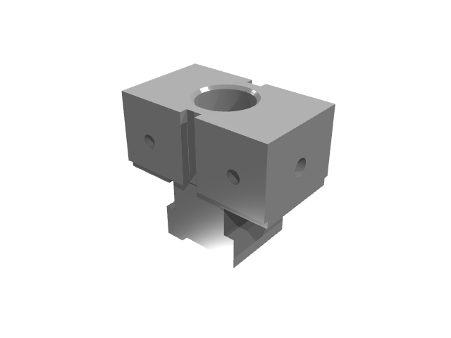 3D render of the single-bore modular fixture block.
