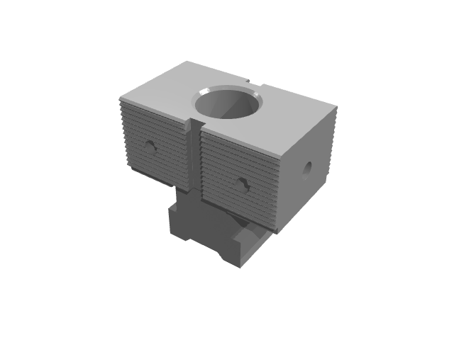 3D render variant of the single-bore modular block under smooth ambient lighting.