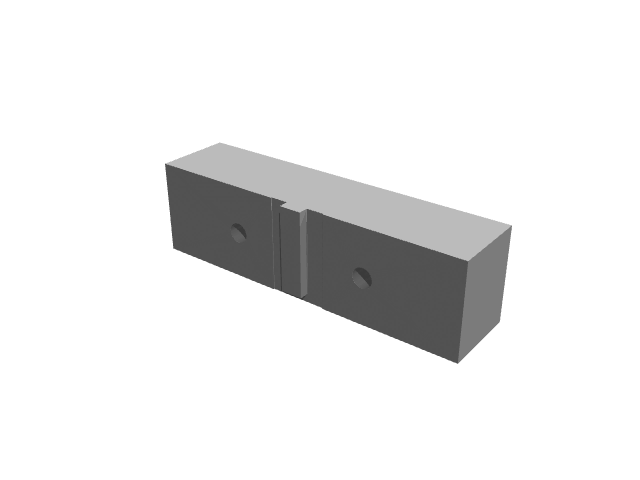 3D render variant of the compact, vertical-slotted rectangular jaw block.