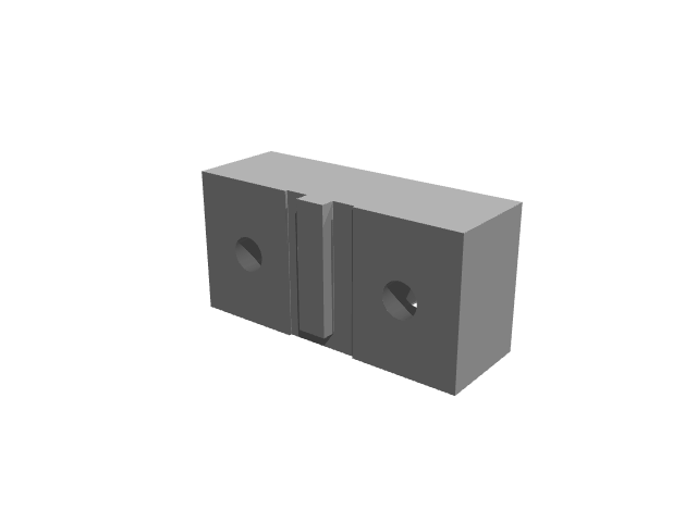 3D render of the long slotted fixture block under uniform ambient lighting.