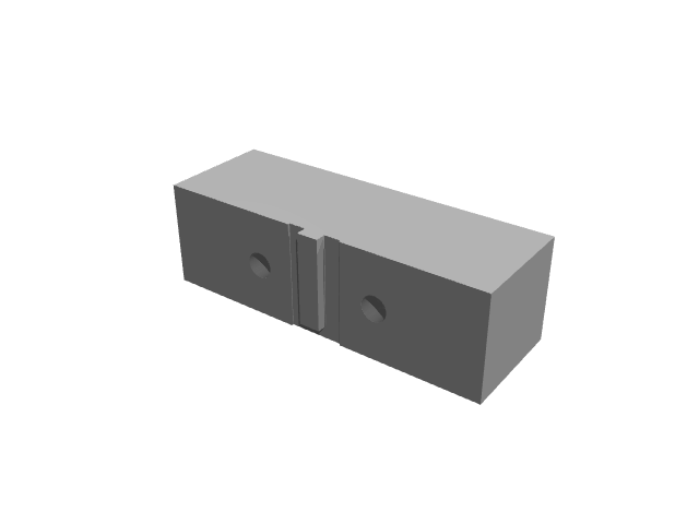 3D render of the long slotted fixture block under uniform ambient lighting.