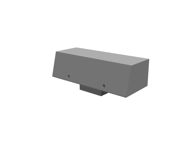 3D render of a rectangular modular vise jaw insert block with a lower locating tab.