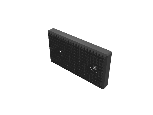 3D render of a black textured, serrated replacement vise jaw plate.